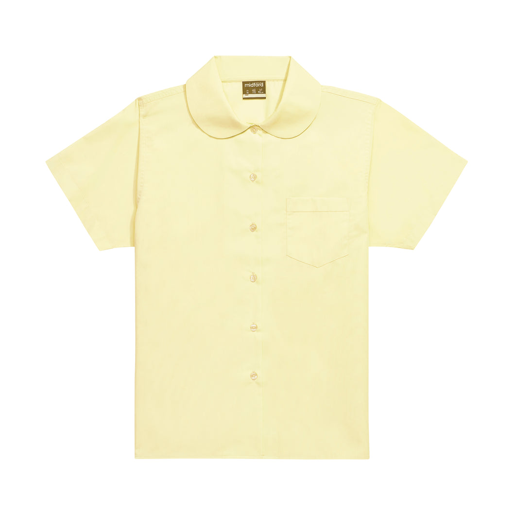 Yellow Short Sleeve Shirt - Peter Pan Collar